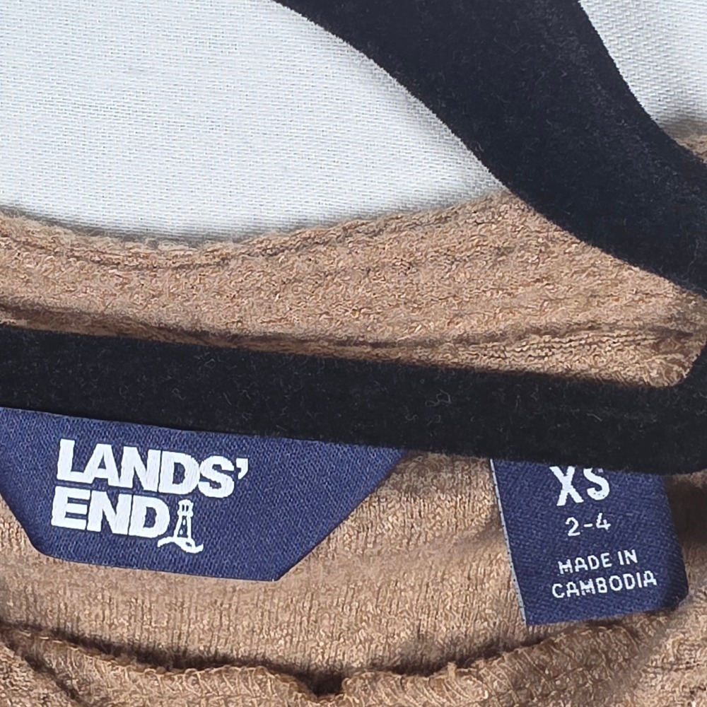 Lands End Top Womens Extra Small Mock Neck Waffle Knit Cozy Curved Hem - Picture 3 of 7